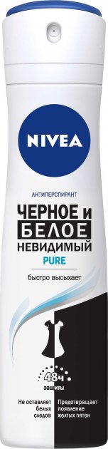 Nivea Deo spray black&white pure female 150мл