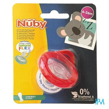 [4100782] Nuby Силикон соска 6-36сар Cherry Classic