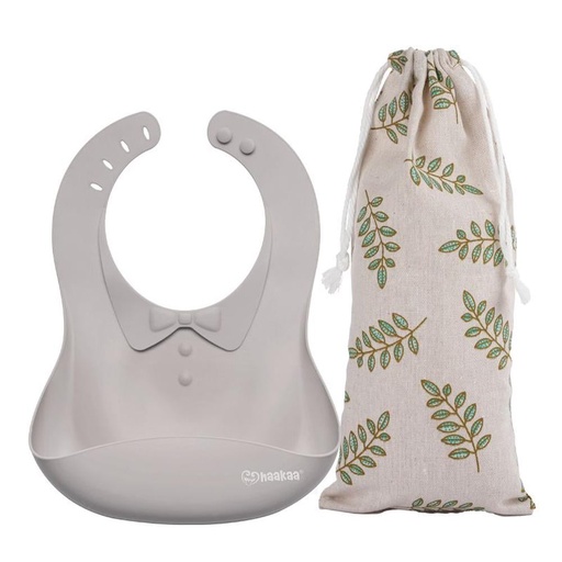 [4100836] Haakaa Silicone Baby Bib with Cotton Storage Bag